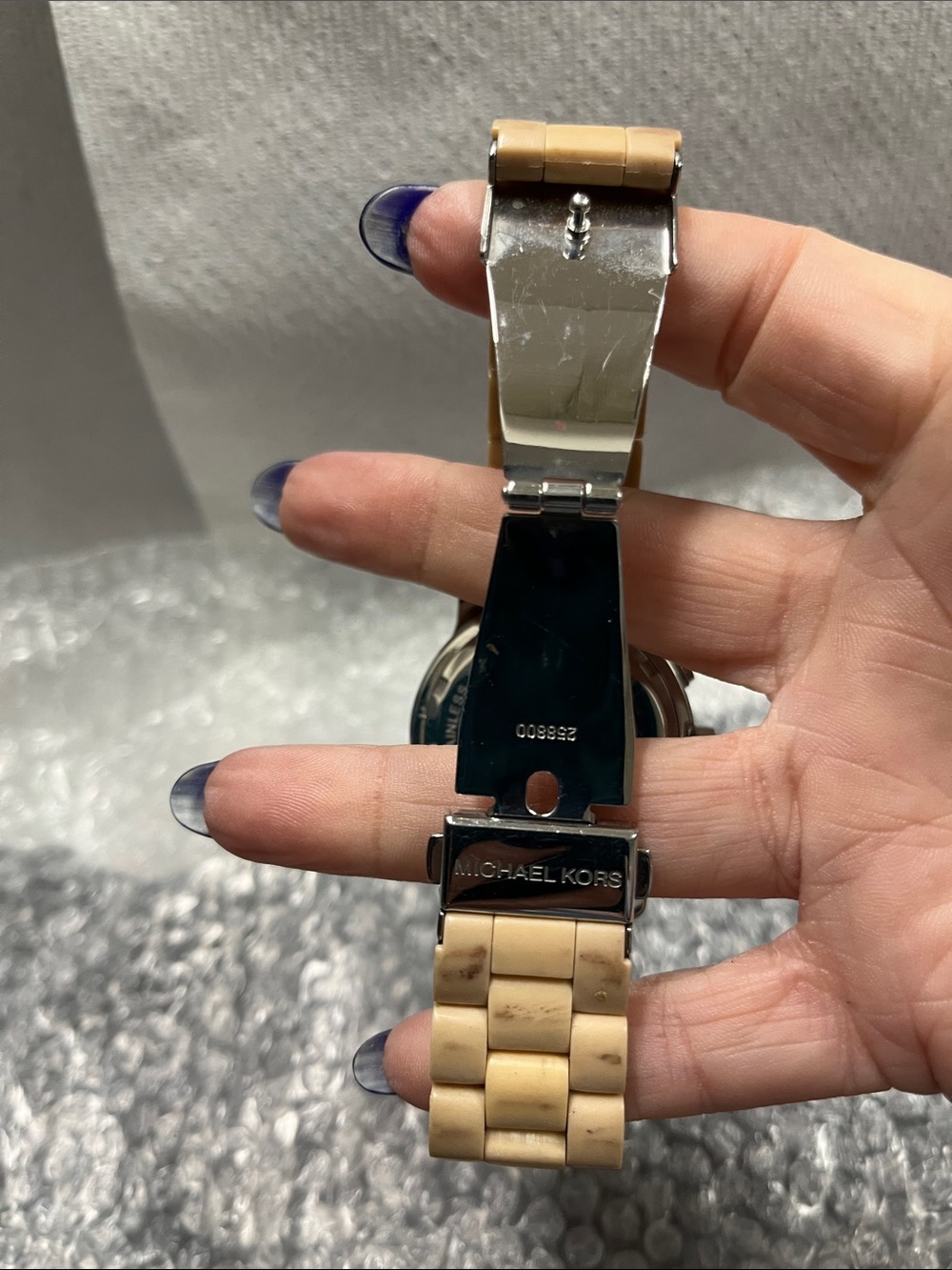 EUC Michael Kors Ladies' Chronograph Watch - Pink Dial, Beige Strap - Picture 8 of 12